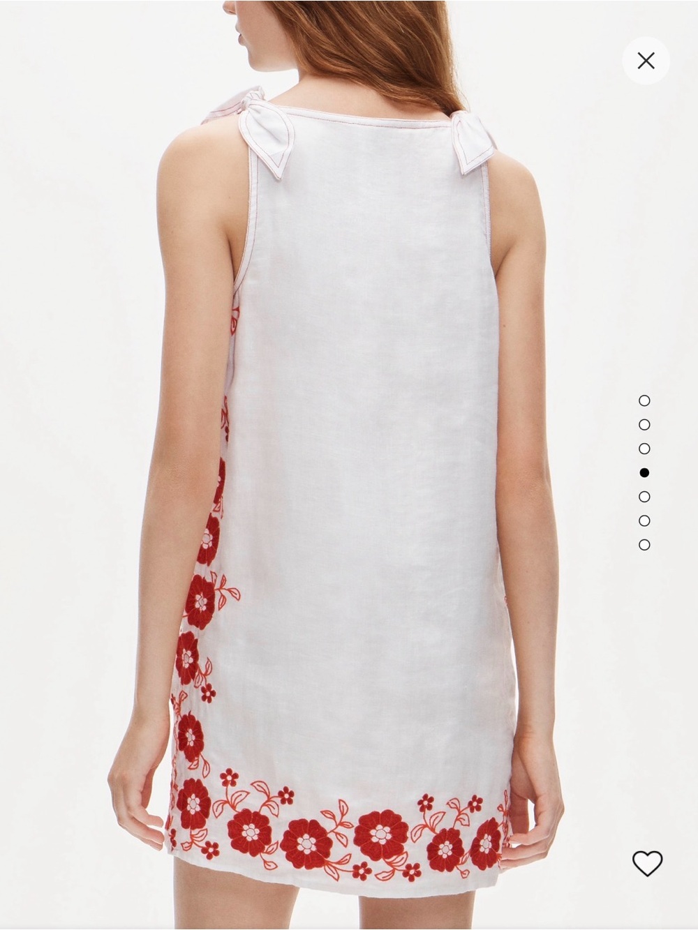 J.Crew Sadie Mini Sleeveless White Shift Dress with Red Floral Embroidery, M - Picture 3 of 3